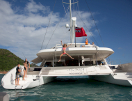 Luxury catamaran yacht AKASHA cruising in Caribbean with Contact Yachts